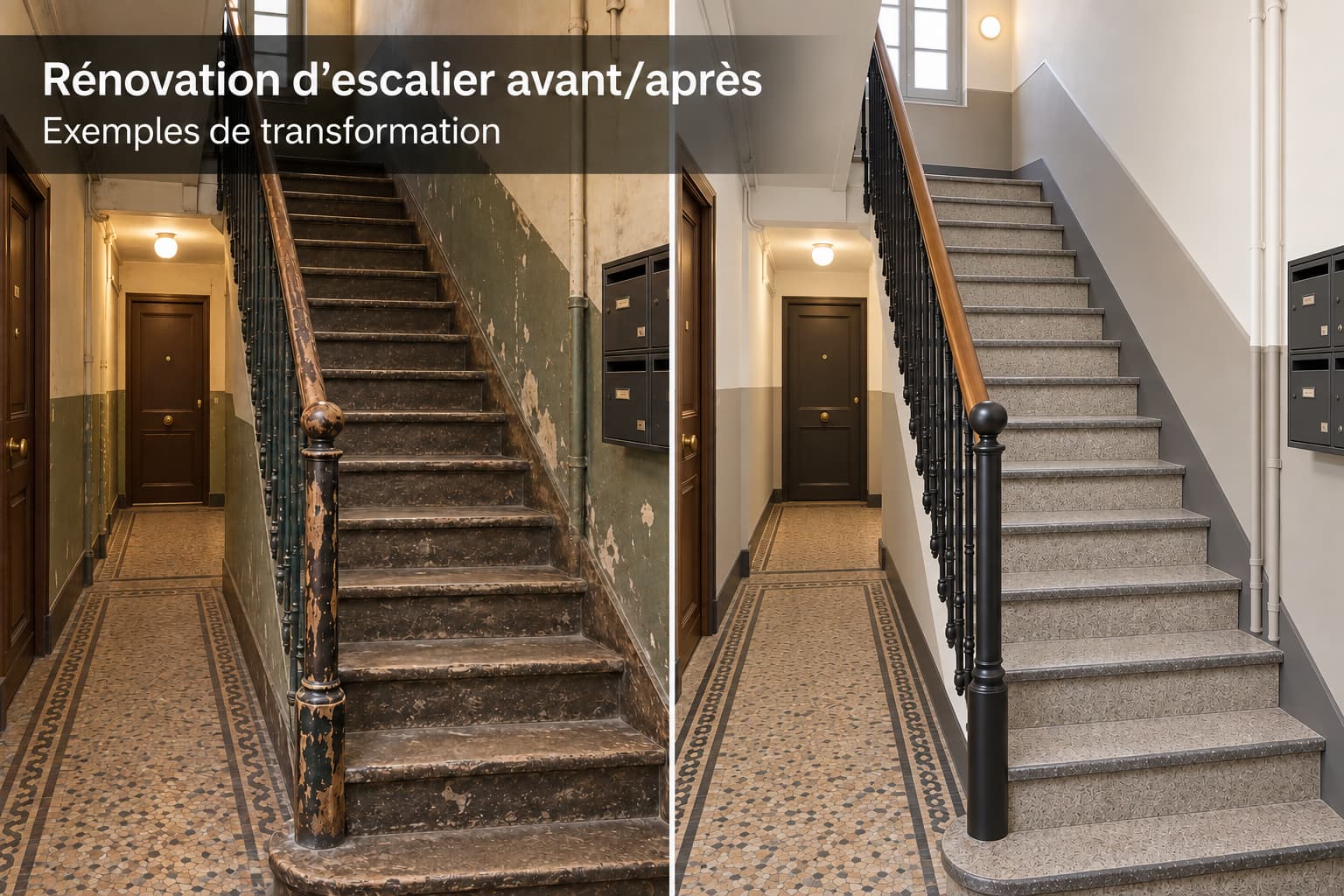 exemple rénovation de cage escalier immeuble ancien
